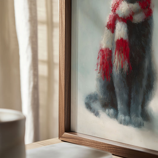 Cozy Winter Cat Wall Art Digital Download