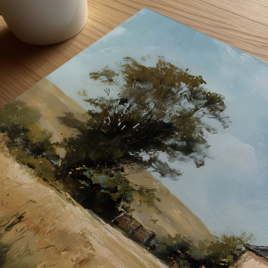 Countryside Cottage Landscape Wall Art – Rustic Farmhouse Printable