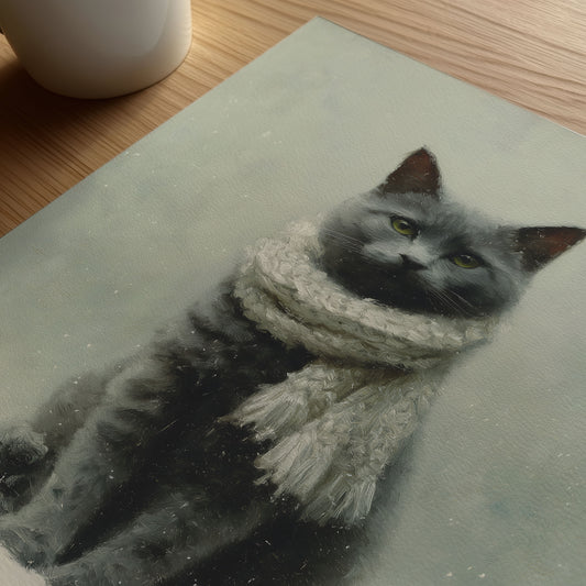 Cozy Gray Cat Wall Art Digital Download