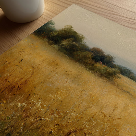 Golden Meadow Landscape Wall Art – Rustic Countryside Printable