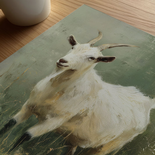 White Goat Wall Art – Rustic Farm Animal Printable