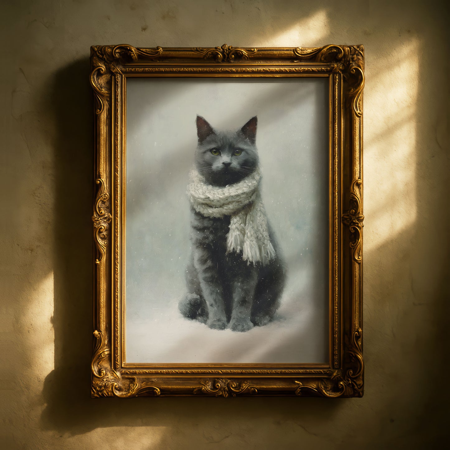 Cozy Gray Cat Wall Art Digital Download