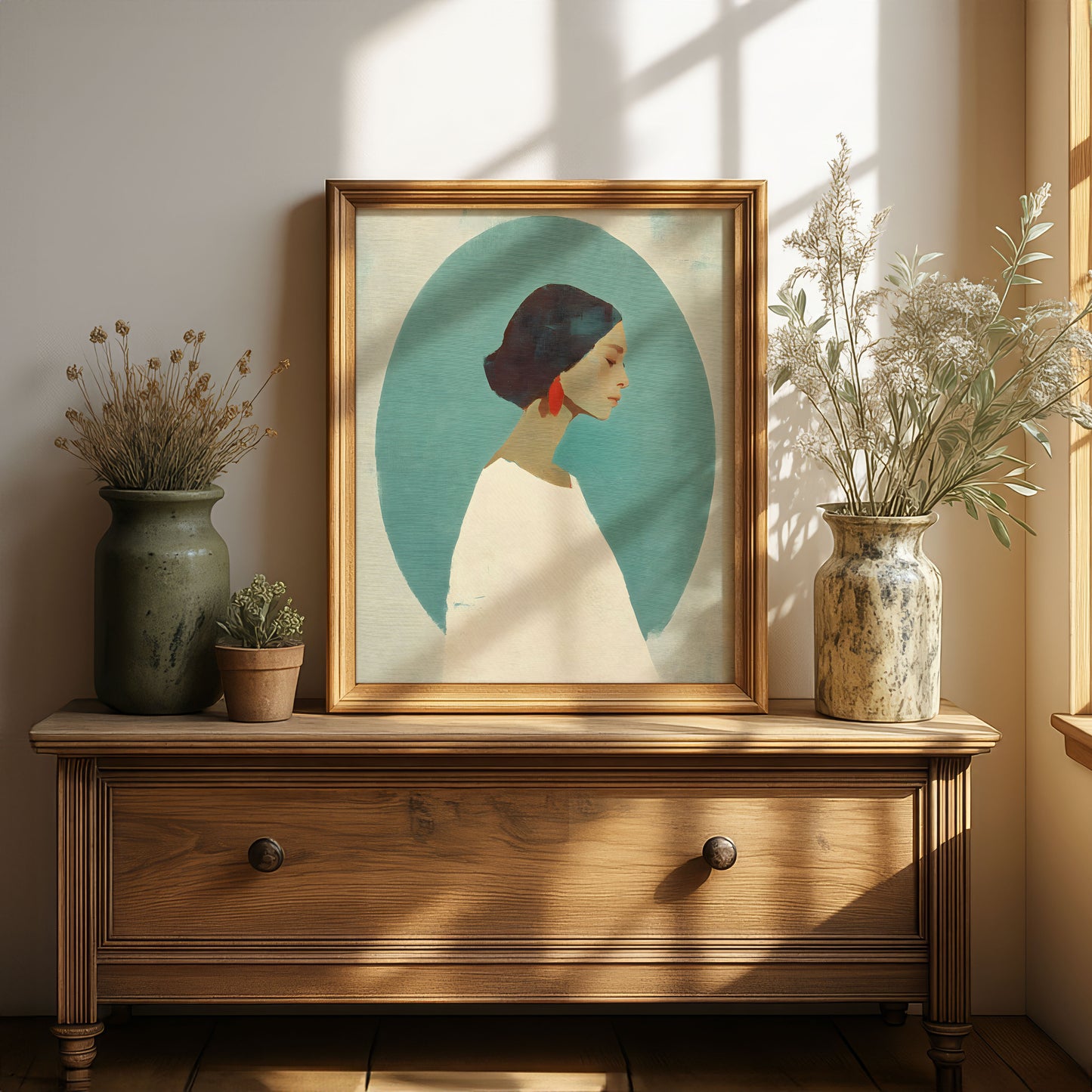 Minimalist Woman Portrait Wall Art Digital Download