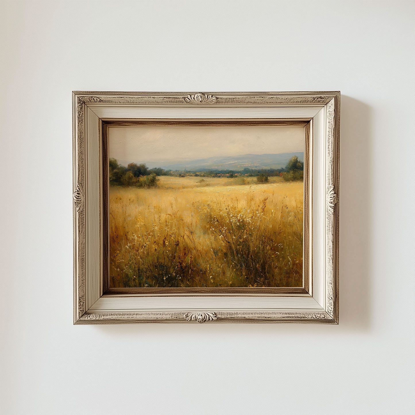Golden Meadow Landscape Wall Art – Rustic Countryside Printable