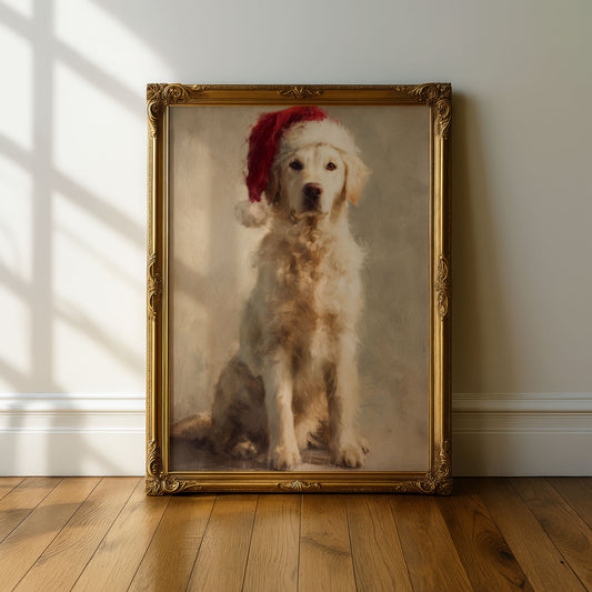 Christmas Golden Retriever Wall Art – Festive Dog Printable