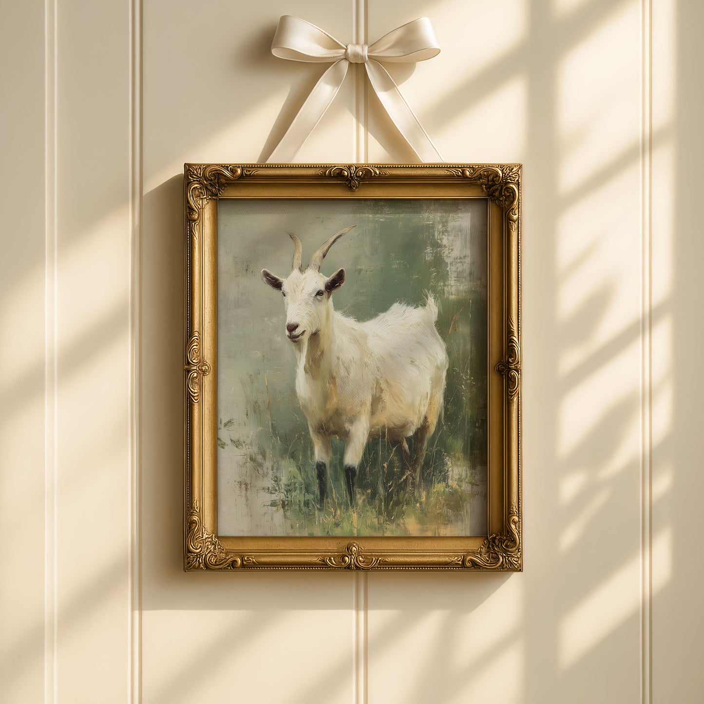 White Goat Wall Art – Rustic Farm Animal Printable