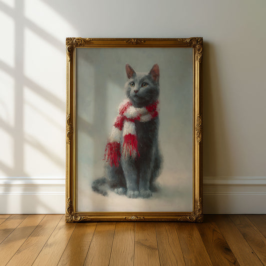 Cozy Winter Cat Wall Art Digital Download