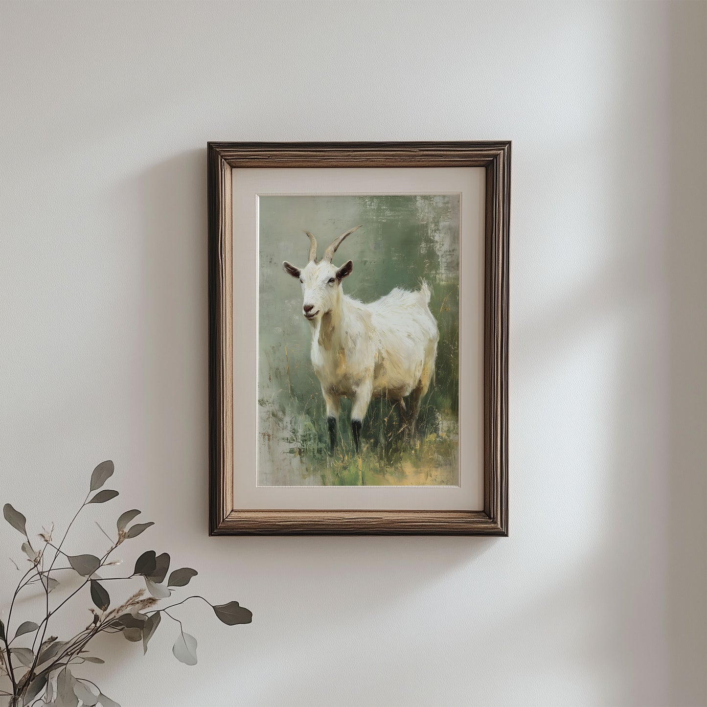 White Goat Wall Art – Rustic Farm Animal Printable