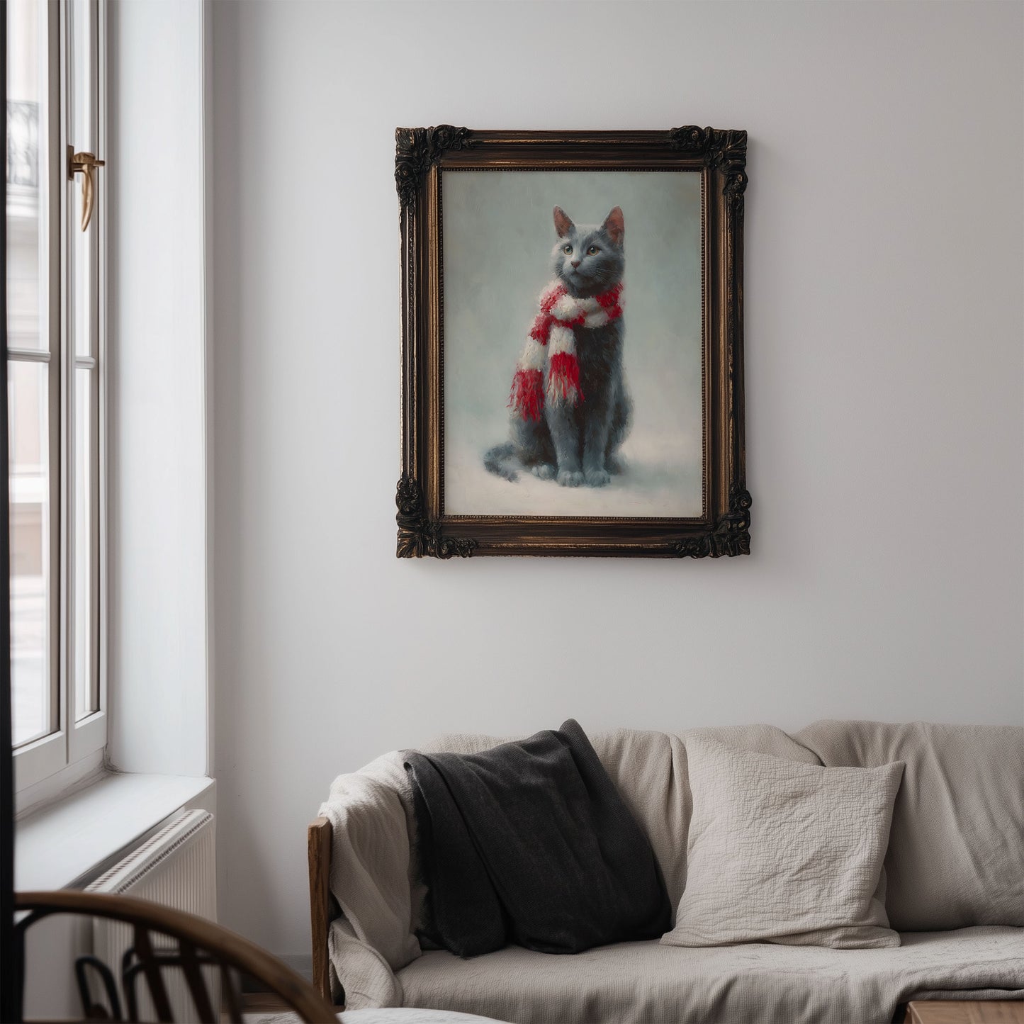 Cozy Winter Cat Wall Art Digital Download
