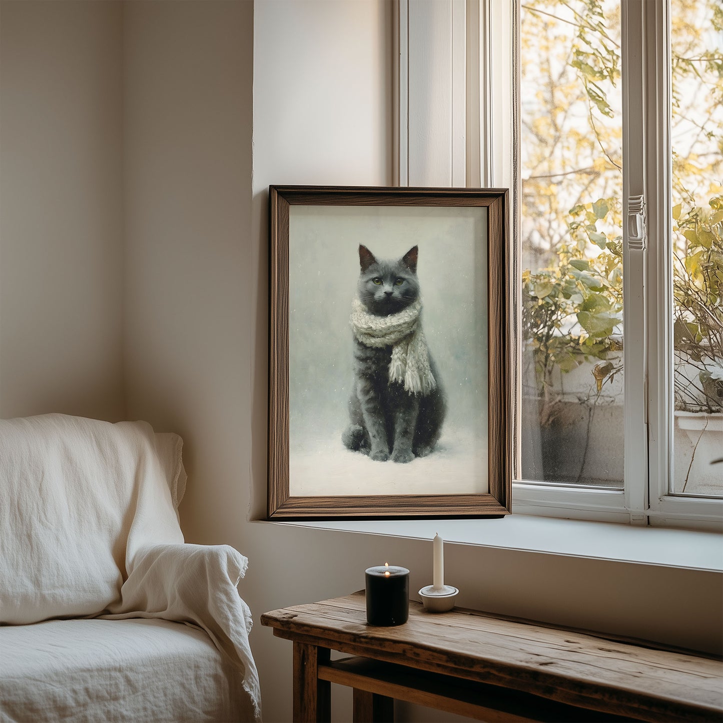 Cozy Gray Cat Wall Art Digital Download