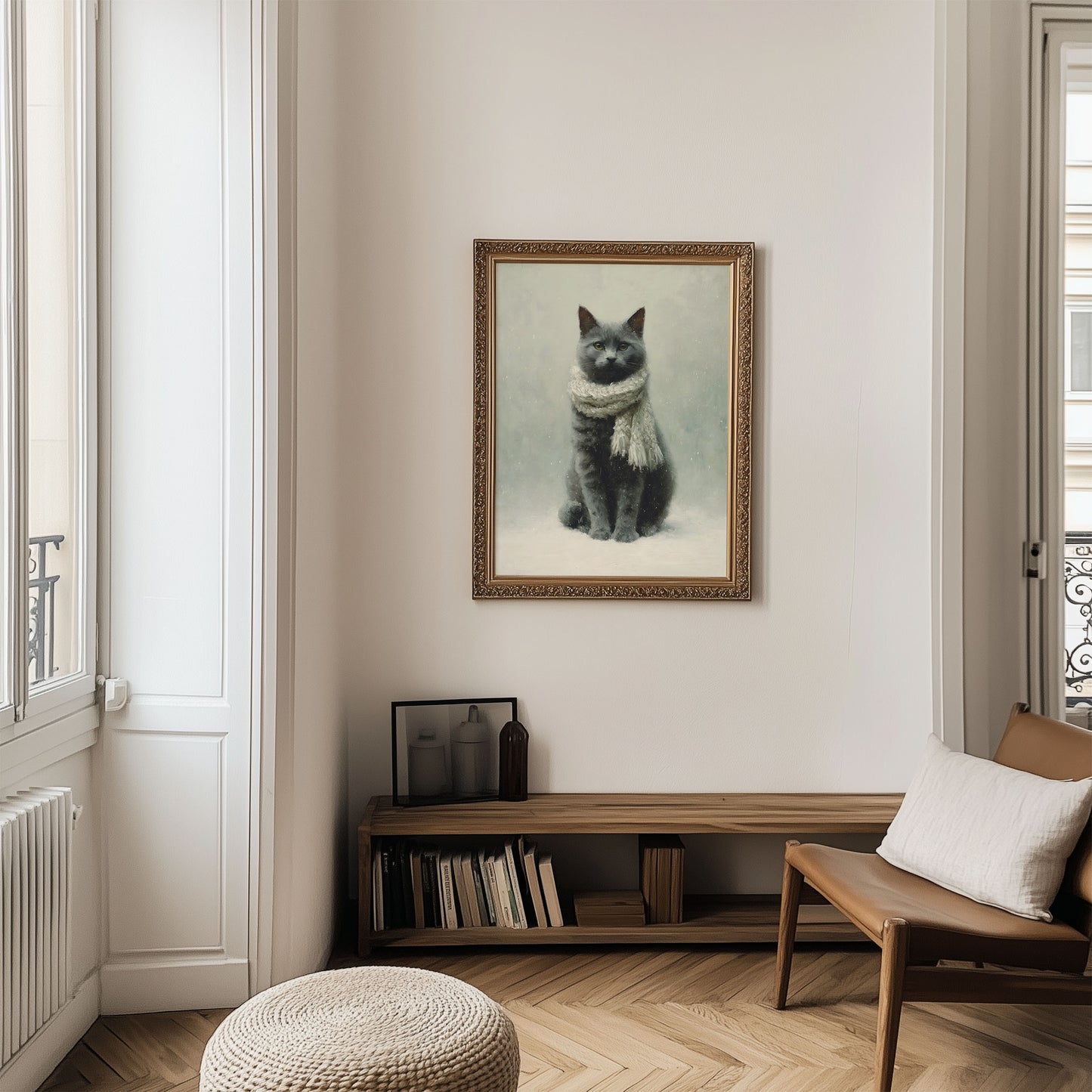 Cozy Gray Cat Wall Art Digital Download