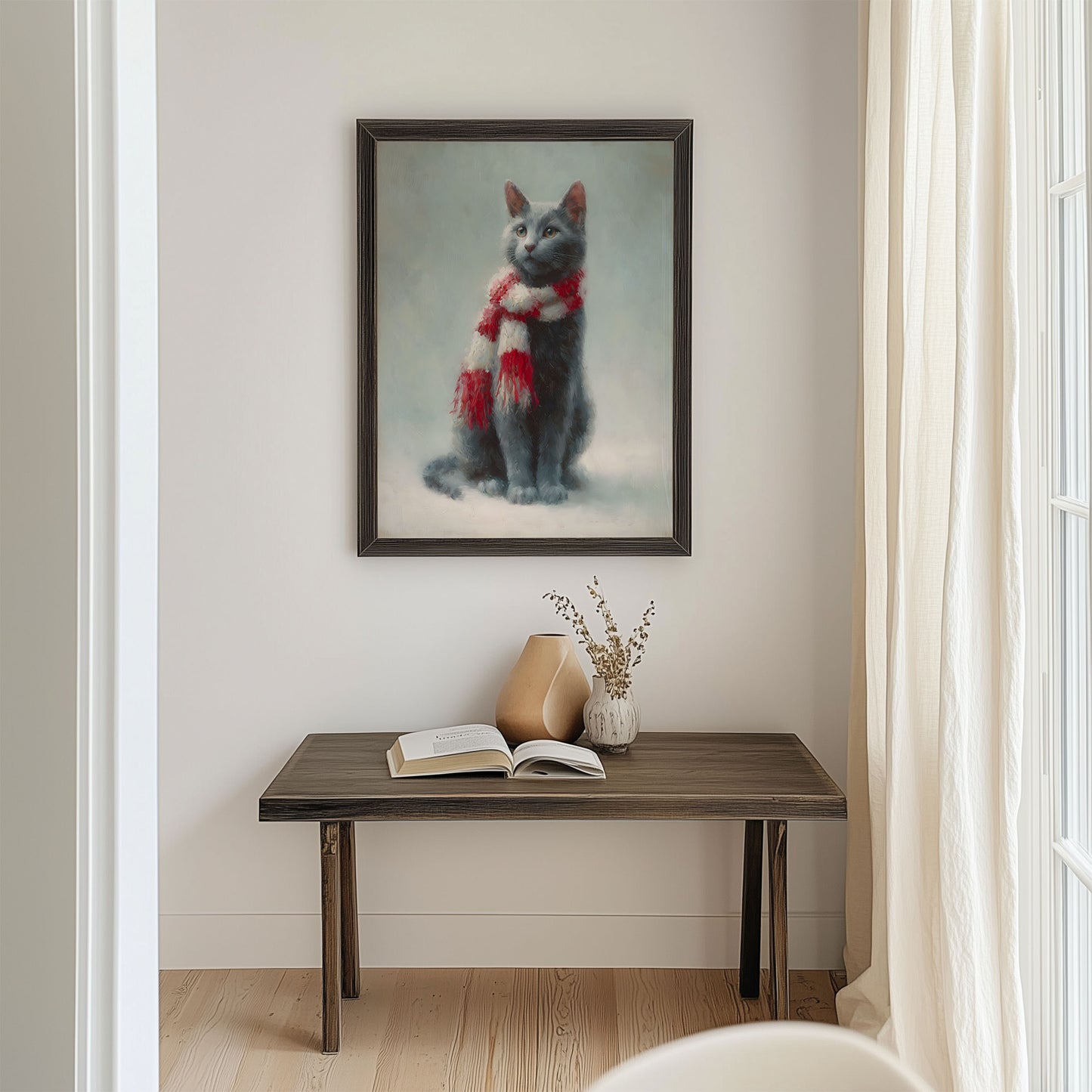 Cozy Winter Cat Wall Art Digital Download