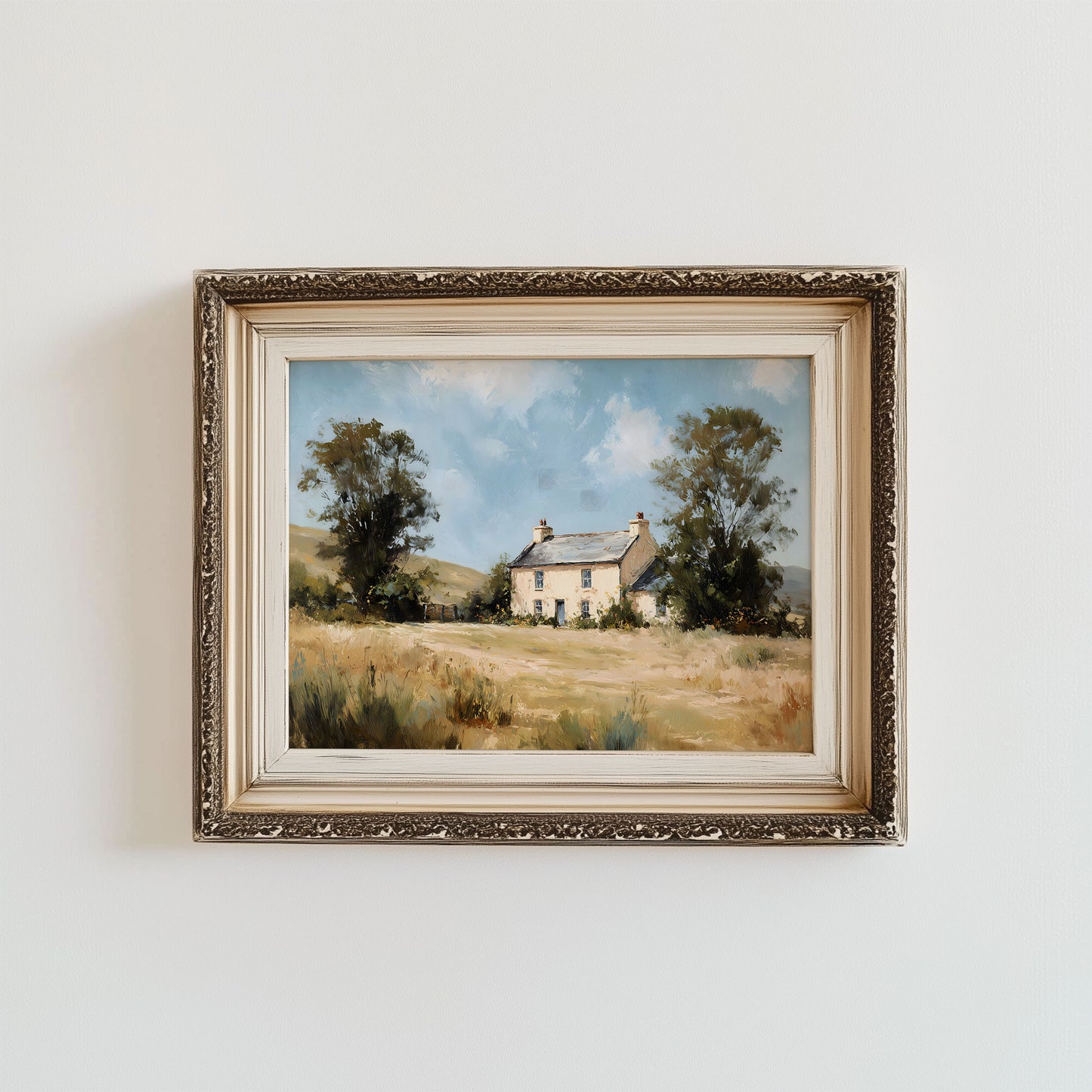 Countryside Cottage Landscape Wall Art – Rustic Farmhouse Printable