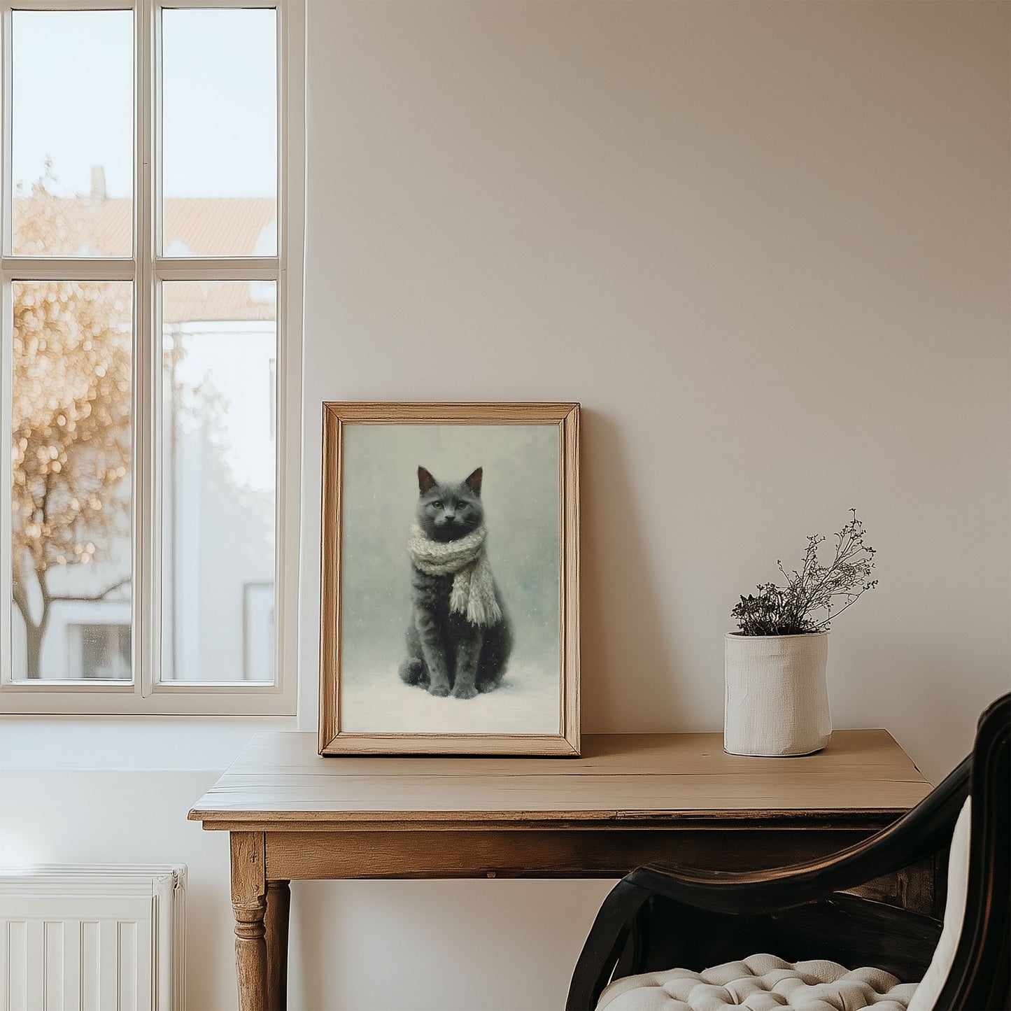 Cozy Gray Cat Wall Art Digital Download